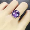 Anello da donna stile europeo e americano ragazze verde smeraldo rosso viola anello di cristallo zircone diamante placcato oro rosa anello dolce regalo gioielli festa di nozze regolabile