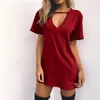 Party Dresses Women Summer Sexy Choker T Shirt Mini Dress T-shirt 2023 Clothing Top Tees Clothes V-Neck Plus Size