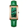 Wristwatches Rose Gold Lady Wristwatch Green Genuine Leather Unique Casual Business Dress Watch For Women Stop 3ATM Waterproof