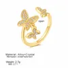 Pierścionki ślubne moda elegancka kryształowa motyl dla kobiet koreańskie słodkie romantyczne ryminestone otwarty pierścionek zaręczynowy Accessoris Kenn22