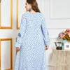 Ethnic Clothing 2023 Muslim Large Size Fashion Stripe Heavy Industry Embroidery Women's Temperament Printed Long-sleeved Casual Dress