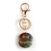 Porte-clés Reiki Guérison 7 Chakra Énergie Orgonite Pendentif Porte-clés Puce Colorée Gravier Porte-clés De Voiture Yoga Orgone Bijoux