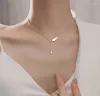 Choker Titanium Steel Plated 18K Gold Angel Wing Necklace Cold Wind Minimalist Design Sense Niche Pendant Collarbone Chain