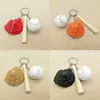 Porte-clés Mini batte de Baseball, pendentif gant, porte-clés en bois, pendentifs pour sac à dos, décoration de clé de voiture, accessoires tendance Fred22