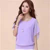 Blusias femininas estilo de verão Mulheres da moda Camisas de chiffon de pescoço de bastão cor de cor sólida de cor solta blusasmm0150