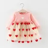 Girl Dresses Toddler Baby Kids Girls Ruched Tulle Patchwork Love Heart Print Clothes Mini Born Party Dress