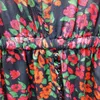 Casual Dresses Silk Women Dress Red Floral Print Long Sleeve V-Neck Romantic Mini