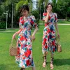 Vestidos de festa Mulheres vestido floral longo verão 2023 pista vintage elegante manga soprada boho coreana mar de férias na praia