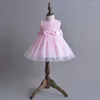 Robes d'été en dentelle pour filles, tenue de princesse en dentelle, cadeau de fête d'anniversaire, vêtements solides pour enfants et adolescents, avec nœud et châle