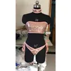 Menas de banho feminina Sexy lantejoulas de lantejoulas Bikinis Mulheres Brasileiras Push Up Bikini Set Strappy Bling Lantejoura de maiô