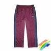 Pantaloni da uomo Pantaloni sportivi viola AWGE con aghi Pantaloni da jogging di qualità con ricamo a farfalla Nastro di velluto a righe