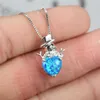 Pendant Necklaces Classic Silver Color Chain Necklace Dainty Crystal Snowman Christmas Female Cute Heart Opal For Women