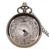 Montres de poche mode argent Steampunk montre Quartz collier Fob chaîne hommes femmes horloge