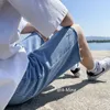 Erkek Şort Kore Trend Boardshorts Erkek Yırtık Delik Denim Açık Mavi Düz Kısa Pantolon 2023 Yaz Plajı Bert22