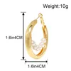 Hoop Earrings European Fashion Jewelry Alloy Pearl Round For Women Simple Big Gold 2023 Mujer Moda