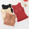 Camisoles Tanks Mulheres 2023 Autumn Winter tanque quente Tampa feminina de veludo fêmea Thermo Linger Lingerie com sutiã acolchoado H92