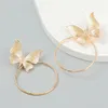 Boucles d'oreilles créoles papillon cercle pour femmes Unique Rose fleur femmes accessoires 2023 mode bijoux cadeau en gros à la mode