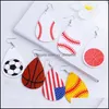 Dangle Kronleuchter Mode Sport Pu-Leder Teardrop Blatt Ohrringe Baseball Nationalflagge Fußball Valentinstag Schmuck Geschenk für Dhbzx