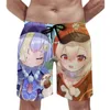 メンズショーツGenshin Impact Diona Klee Qiqi Board Chibi Girlsショートパンツ男性かわいいカスタムスイムトランクスプラスサイズメンズヒート22