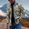 Men's Jackets 2023 Autumn Streetwear Fashion Man Clothes Retro Harajuku Cashew Flowers Print Men Jacket Lapel Button Pocket Coat Windbreaker