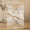 Greeting Cards WISHMADE White Navy Blue Laser Cut Invites With Floral Wedding Invitations For Birthday Engagement Bridal Shower 50pcs/lot