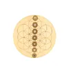 Charms Wooden 7 Chakra Round Plate Orgone Crystal Stand Holder Gemstone Base Flower Of Life Wood Yoga Meditation Healing Orgonite BoardCharm