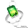 Fedi nuziali Zircone quadrato di cristallo verde giallo per le donne Anello di fidanzamento di colore argento di moda vintage Gioielli di lusso femminili