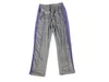 Men's Pants Purple AWGE Needles Sweatpants Butterfly Embroidery Velvet Ribbon Striped Quality Joggers