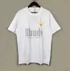 Летние мужские футболки женские дизайнеры Rhude для мужчин вершины буквы Polos вышивка футболка футболка с коротки