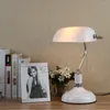 Bordslampor Energisparare-Vintage Banker Lamp E27 med Switch Green Glass Lampshade Cover Desk för sovrumsstudie Hem