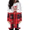 Camisetas de mujer Vestido estampado de Navidad para mujer Jersey de manga larga Tops Sudadera Blusas de gran tamaño gráficas