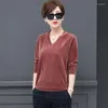 Women's Blouses Tunic Women Work Velvet Top Stripe Shirt Long Sleeve V Neck Autumn Winter Basic Tee Shirts Solid Color Elegant Ladies Casual