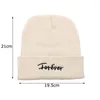 Berretti Uomo Donna Cappello lavorato a maglia Ricamo Forever Beanie Skullcap Cap Cuff Brimless Retro Unisex HipHop Elastic Warm Winter Ski