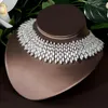 Halsband örhängen set mode elegant kubik zirkonia choker design 4 st och örhänge uppsättningar för kvinnor brud smycken nigeria bröllop n-45
