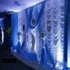 Décoration de fête 3M 6M Flow Water Wedding Stage Backdrop avec un beau drapé bleu Swag et un rideau