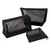Kosmetiska väskor svart nylon mesh väska enkel multifunktion rese lagring bärbar vikbar tvätt