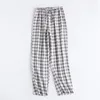 Women's Sleepwear Spring Cotton Pajamas Women's Home Pants Thin Breathable Couples Sleep Bottoms Plaid Night Trousers Hombre Loungewear