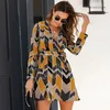 Casual Dresses Autumn Women Dress V-ringning Office Style Small Size Short Elegant A-Line