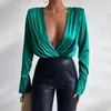 Women's Blouses 2023 Fashion Long Sleeve Bodysuit Women Solid Color Tops en vrouwelijk kantoor Lady Body Shirt Herfst Jumpsuit Rompers E204
