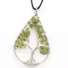 Подвесные ожерелья kft серебро с серебряной проволокой, оберщенная водяная дерево жизни естественное заживление кристаллическое Quartz Chakra Reiki Каменное ожерелье