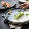 Plates Nordic Round Ceramic Plate Porcelain Dinner Creative Pizza Dessert Tray Breakfast Snack Dishes Pasta Steak Tableware