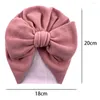 Bérets Solide Couleur Bébé Chapeau Mignon Arcs Turban Chapeaux Mode Chaud Bonnet Élastique Bandeau Bonnet D'hiver Petit Skullies Bonnets Casquettes Filles Garçon