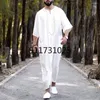 Ethnische Kleidung Männer Muslim Jubba Thobe Patchwork gestreift Long Sleeve gegen Hals Roben 2023 Dubai Retro Saudi -Arabien Islamische Kaftan