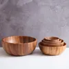 Bowls 1PC Acacia Wood Bowl International Wave Serving For Noodles Rice Soup Salad Kitchen Utensils