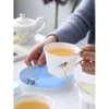 Koppar tefat lyxkaffe och engelska eftermiddag tea party ben porslin kopp set keramisk doft drickande