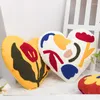 Pillow INS Heart Creative Flower Embroidered 3D Floral Flocked Sofa Bed Chair Decor With Core Yellow Red