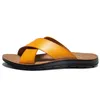 Slippers الجلود الإيطالية للرجال 2023 شاطئ شاطئ الصيف جودة عالية الحجم 47 زلة على شقق خفيفة Flipslippers