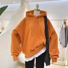 Women's Hoodies & Sweatshirts Women Ins Female Chic Orange All-match Solid BF Lady Clothing Thick Casual Pullovers Spring Warm Plus VelvetWo
