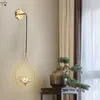 Настенные лампы китайский винтажный Zen Art Lotus Lamp светодиодные G9 Золотая блеск медная хрустальная освещение в помещении