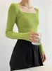 Women's T Shirts Women Shirt Long Sleeved Collar Female Slim Thin Tops Ins Fashion Solid Color All Match Inner Clothes